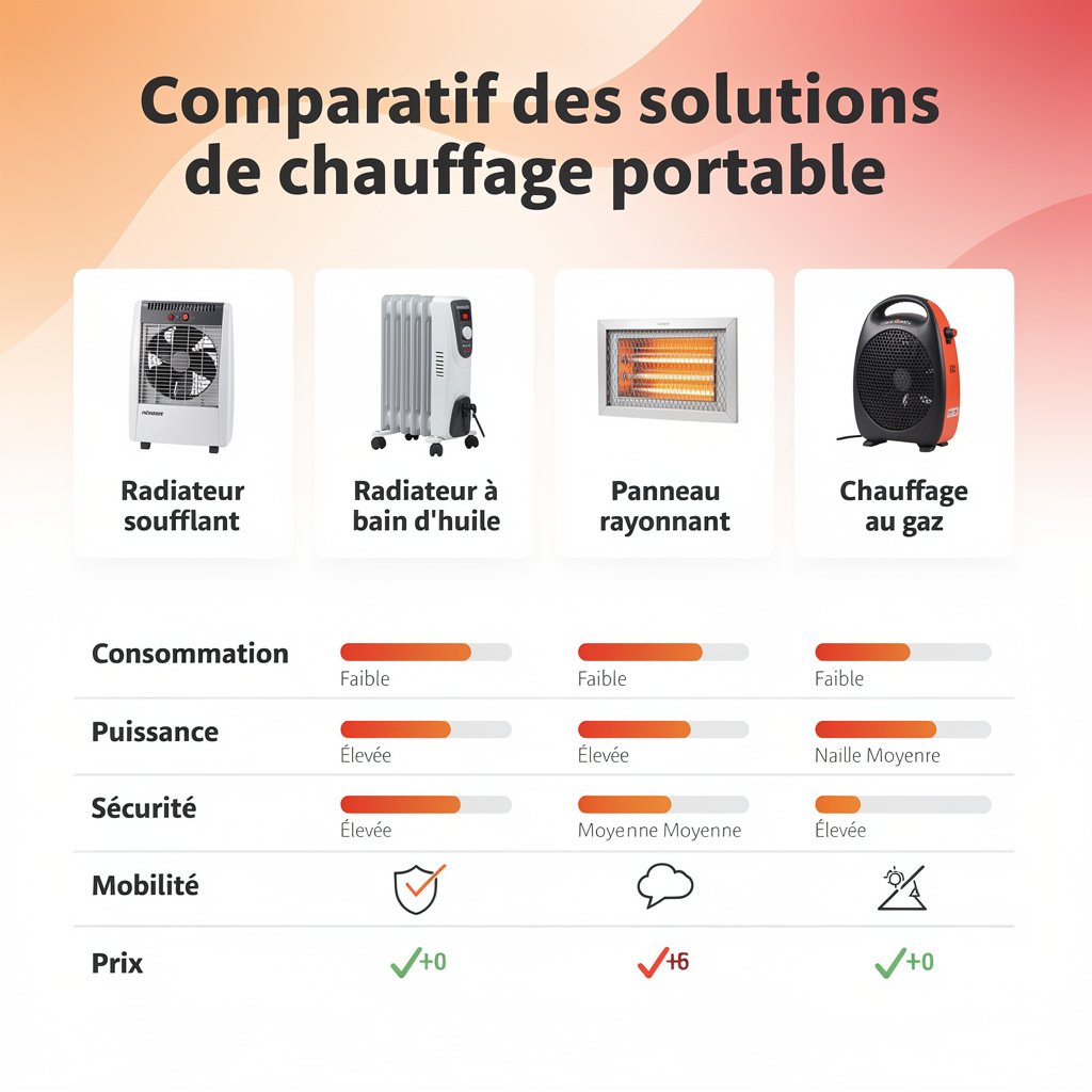 Comparatif des solutions de chauffage portable
